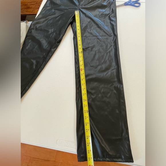 H&M Black Leather Vegan Pants 12 Emo Goth punk biker whimsygoth indie rave - Picture 10 of 10